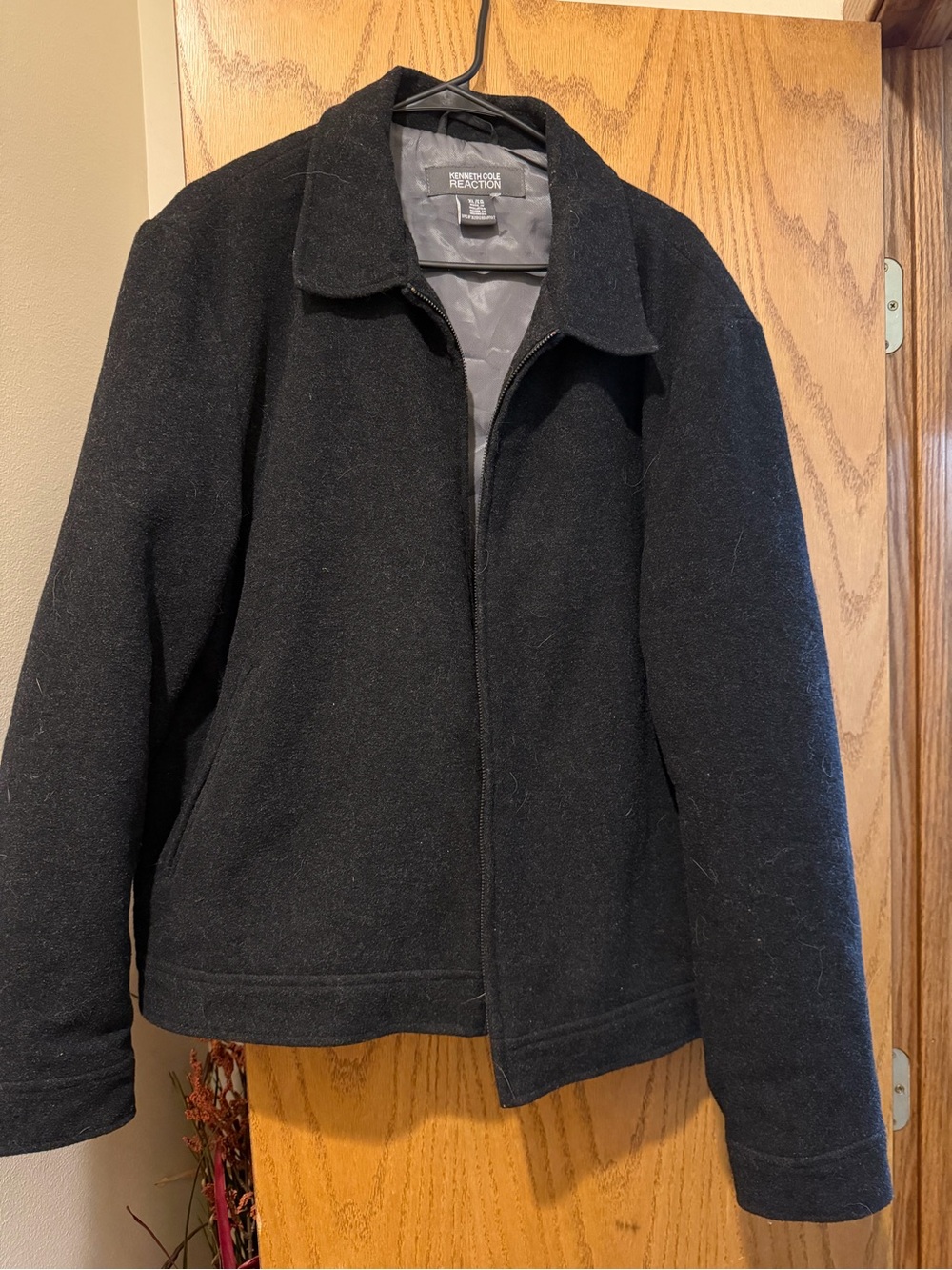 Kenneth Cole Reaction Men's Black Zip-Up Wool Jacket